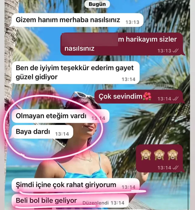 Danışan mesajı: Olmayan eteğim vardı, baya dardı. Şimdi içine çok rahat giriyorum, beli bol bile geliyor.